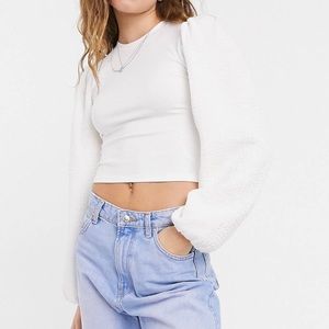 NWT ASOS White Top w/ Puff Sleeves